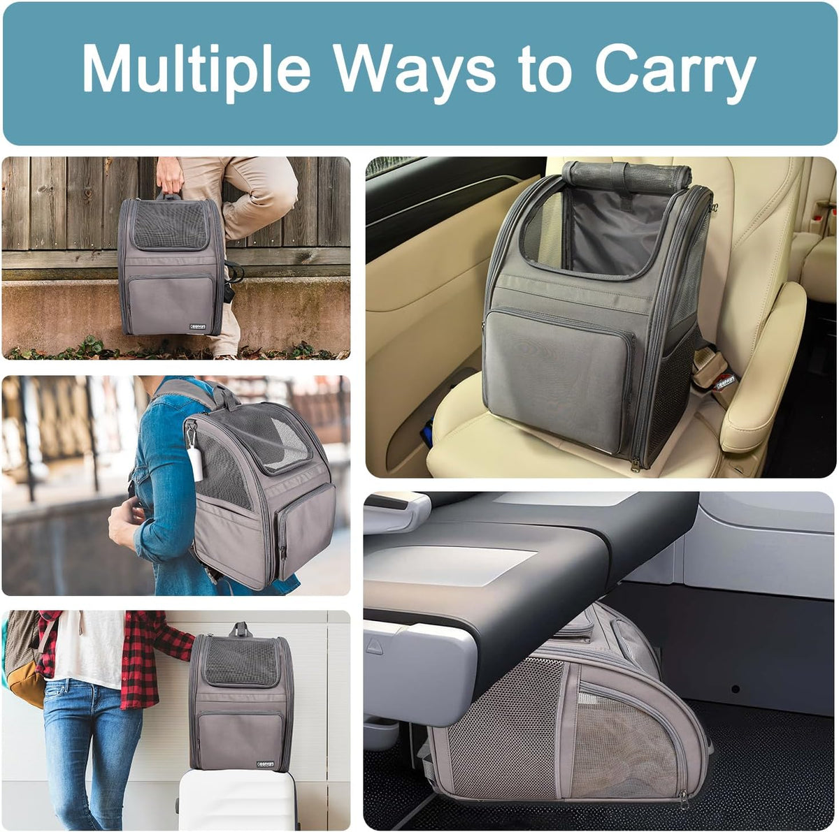 Pet Backpack Carrier for Small Dog, Soft Car Bed Ideal for Traveling