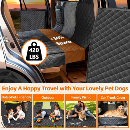 Back Seat Extender for Dogs, 68" X 52" Hard Bottom Waterproof Cover, Black