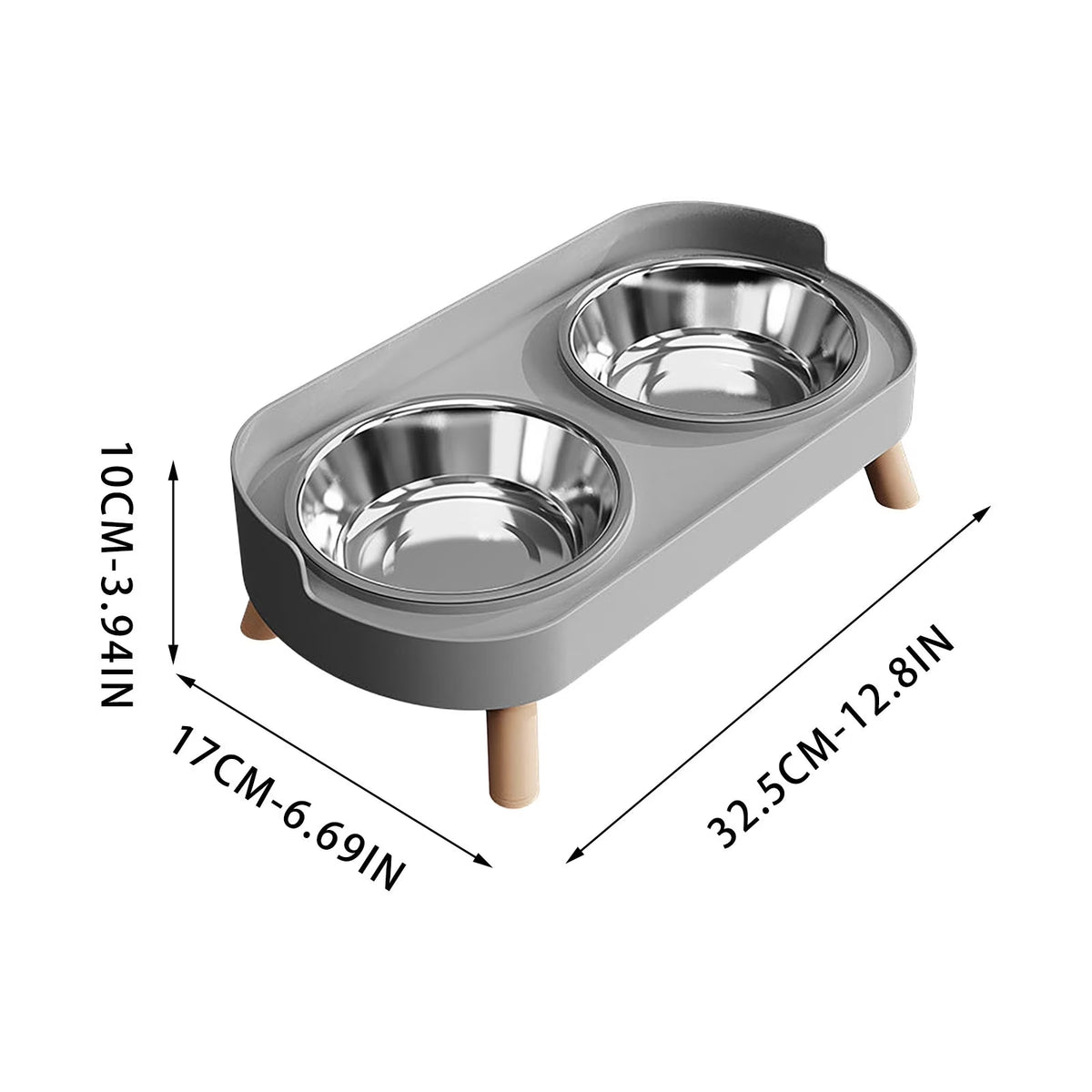 Small Dog Food and Water Bowl Set Stainless Steel Double Bowl, Non-Tip Elevated Cervical Protection, Stainless Steel Dog Water Bowl
