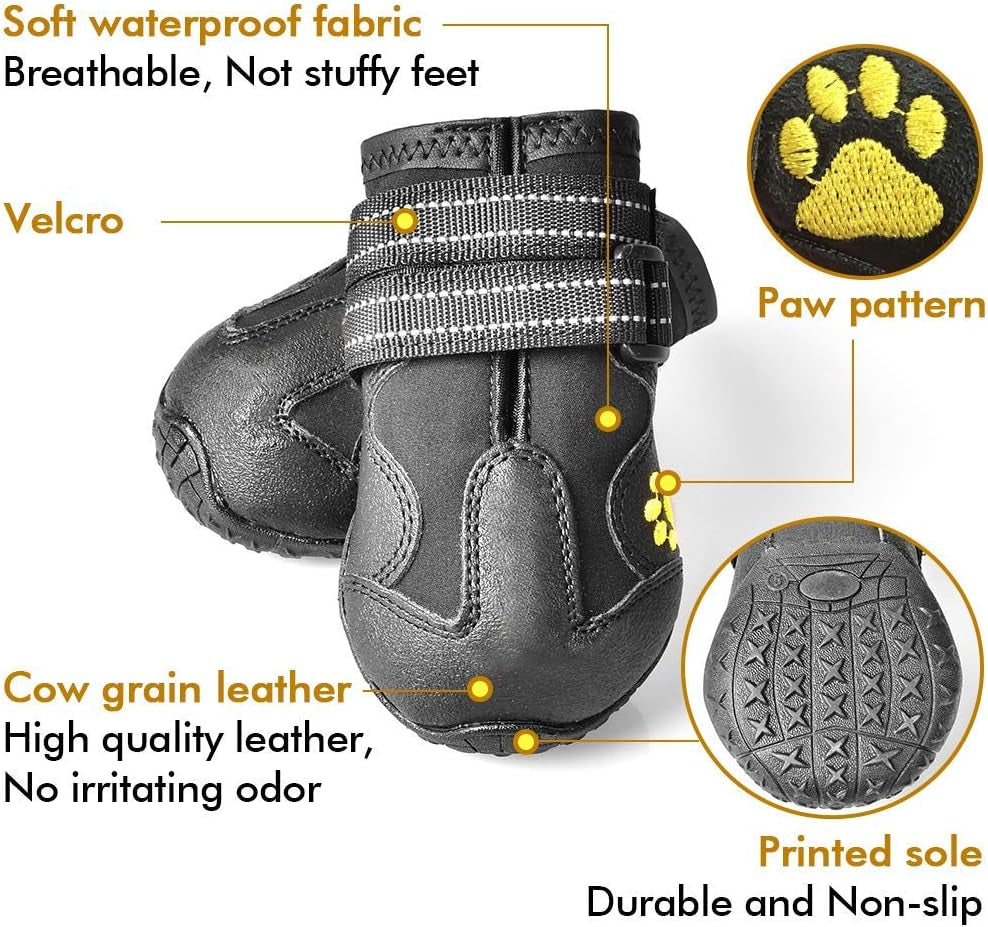 Dog Shoes for Hot Pavement, Dog Snow Booties for Medium to Large Dogs