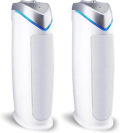 HEPA Air Purifier - Large Room Air Purifier for Bedroom, Office, Dorm, and Home - Filters Pet Dander, Dust, Pollen, Smoke, Scents - AC4825W2PK - 22" Tower - White - 2-Pack