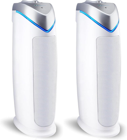 HEPA Air Purifier - Large Room Air Purifier for Bedroom, Office, Dorm, and Home - Filters Pet Dander, Dust, Pollen, Smoke, Scents - AC4825W2PK - 22" Tower - White - 2-Pack