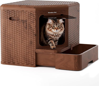 Gradner Pet Cat Litter Box, Odor-Resistant Enclosed Cat Litter Box