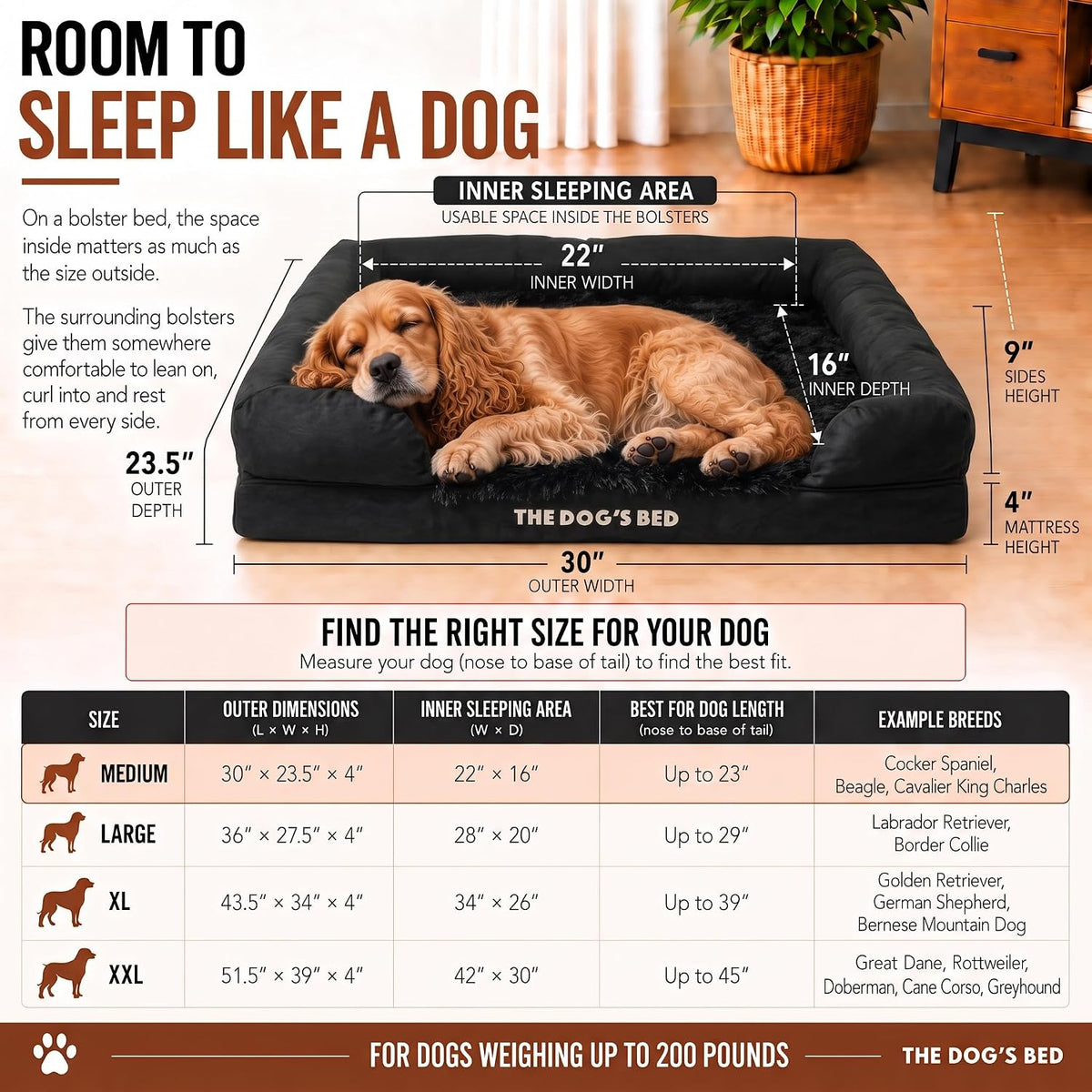 The Dog’S Bed Orthopedic Memory Foam Dog Bed with Bolsters for Medium Dogs