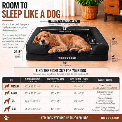 The Dog’S Bed Orthopedic Memory Foam Dog Bed with Bolsters for Medium Dogs
