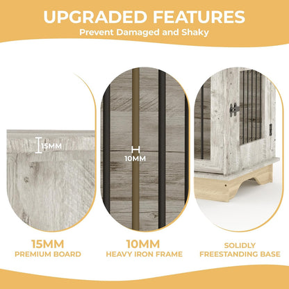 Dog Crate Furniture 2 Dogs, 47" Double Dog Kennel with Removable Divider
