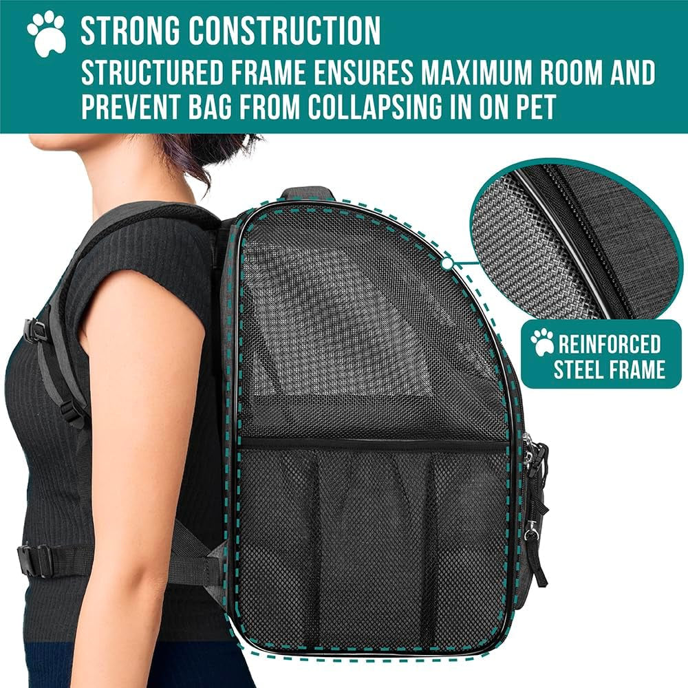 Dog Backpack Carrier Airline Approved Cat Pet Puppy Bag, Charcoal
