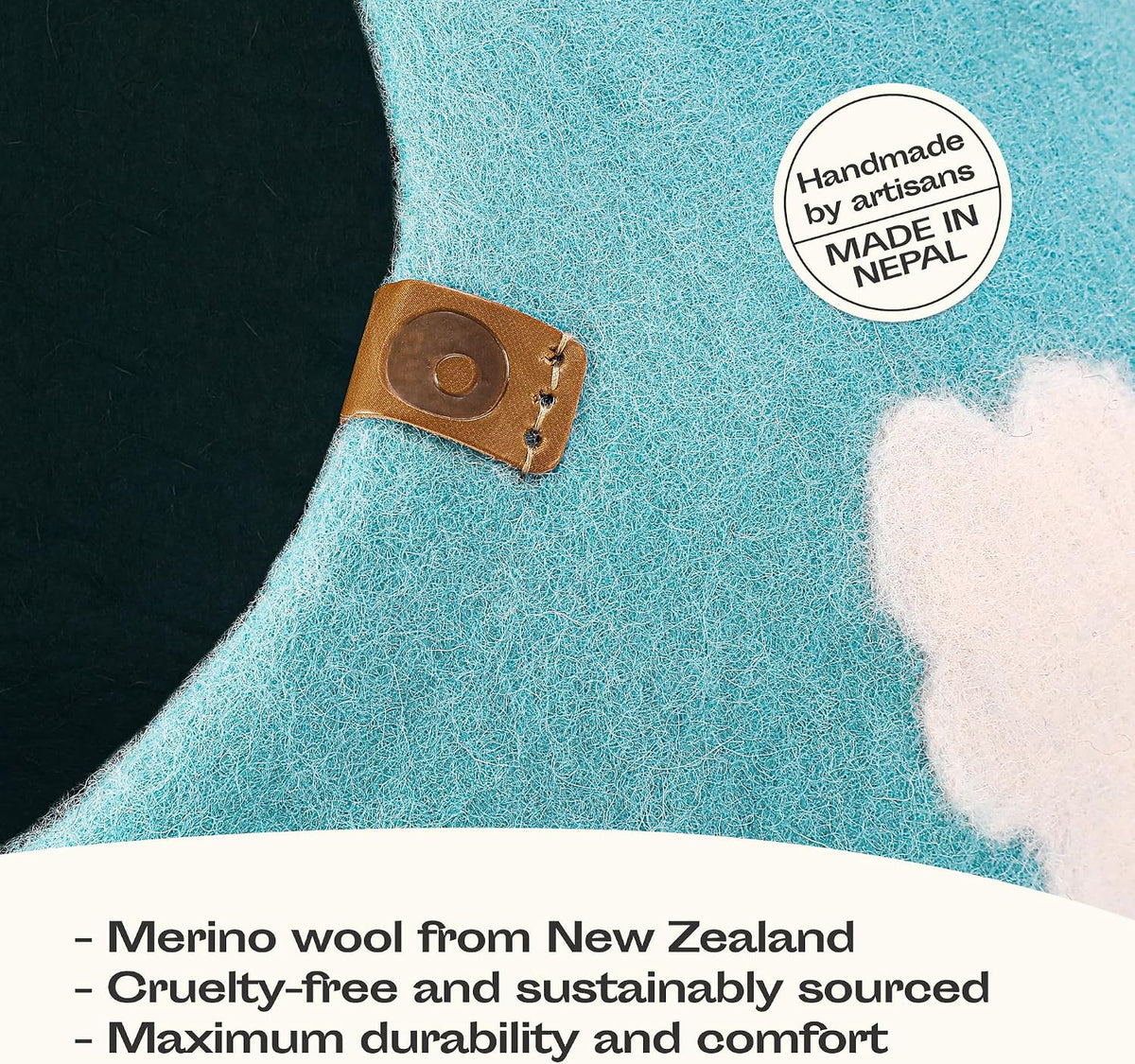 Cat Cave - Merino Wool Bed for Indoor Cats (Cloud Nap Blue, Medium)