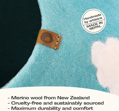 Cat Cave - Merino Wool Bed for Indoor Cats (Cloud Nap Blue, Medium)