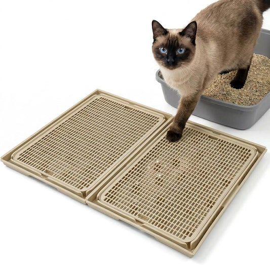 2-Pack Connectable Cat Litter Trapping Mats for Litter Box