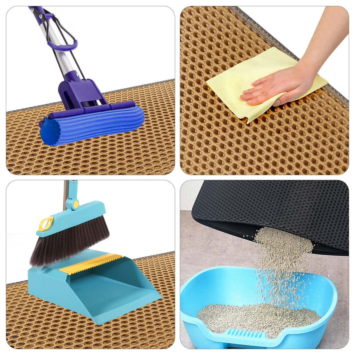 Double Layer anti Tracking Waterproof Cat Litter Trapping Mat Yellow