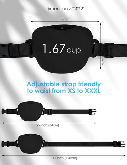 1.67 Cup Magnetic Dog Treat Pouch with Training Clicker (Black)