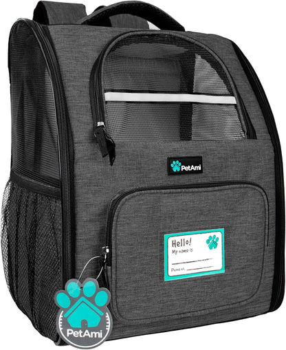 Dog Backpack Carrier Airline Approved Cat Pet Puppy Bag, Charcoal