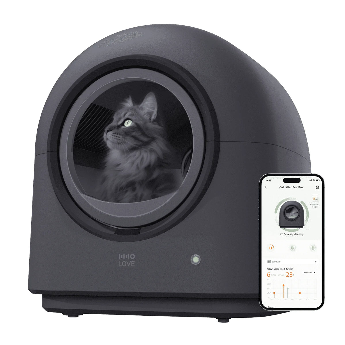 Typro Self-Cleaning Automatic Hands-Free Smart Robot Cat Litter Box with Litter Mat, Waste Bags, and Deodorizer, Black