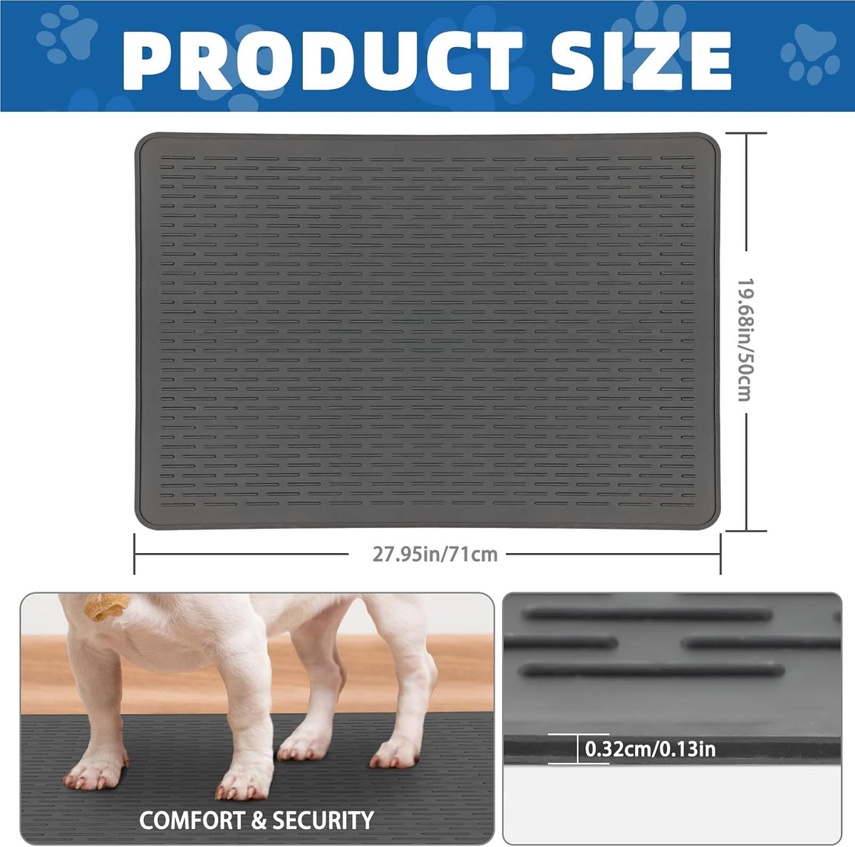 Dog Grooming Table Mat, Non-Slip Silicone Pad, 28 X 19.7 in Black