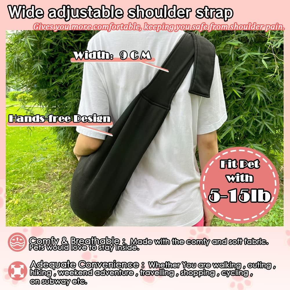Pet Dog Sling Carrier - Breathable Mesh Travel Safe Sling Bag Carrier for Dogs Cats-Hands Free Pet Bag-Buckle Net Pocket Pet Bag (Blue)