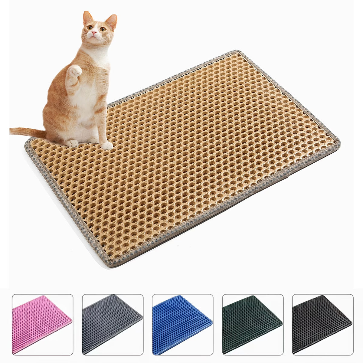 Double Layer anti Tracking Waterproof Cat Litter Trapping Mat Yellow