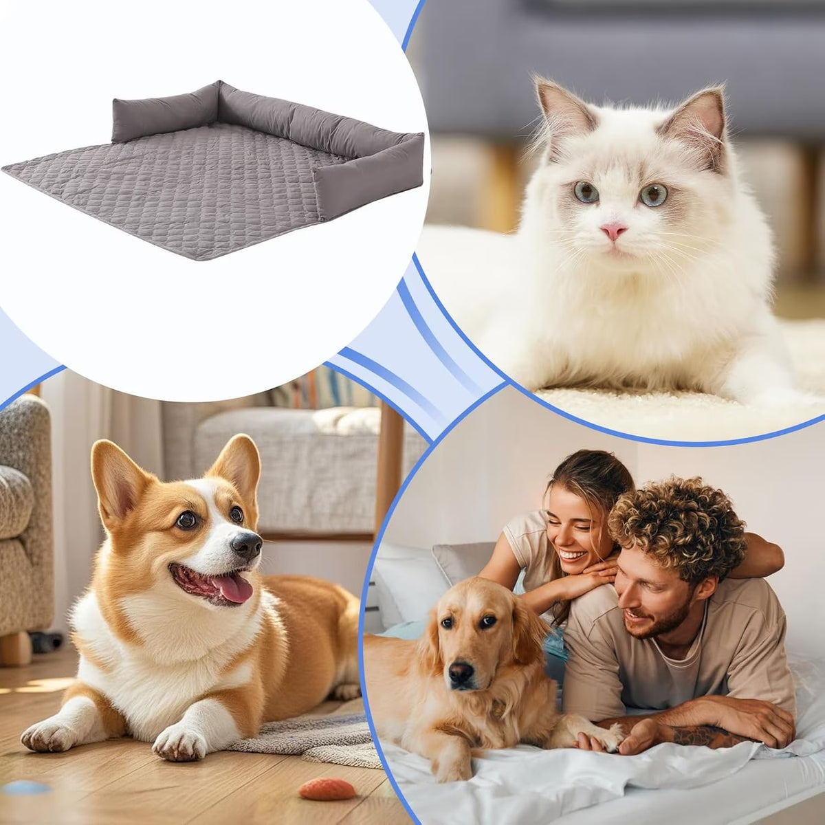 Washable Dog Couch Bed,Large Dog Bed Furniture Protector for Couch,Cooling Elevated Dog Bed Mat Pillow