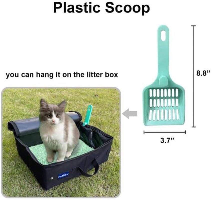 Travel Cat Litter Box, Leak-Proof Portable Litter Box, Collapsible Toilet Tray Carrier for Small Medium Cats (Medium, Aqua Set)