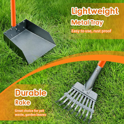 Pooper Scooper, Long Handle Dog Poop Scooper for Medium Small Dogs