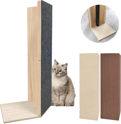 24" Tall Couch Corner Scratching Post with 3Pcs Replaceable Self-Adhesive Cat Scratching Post Carpet, Cat Scratch Pad Mat- Stylish Indoor Cat Scratcher Board Furniture Protector