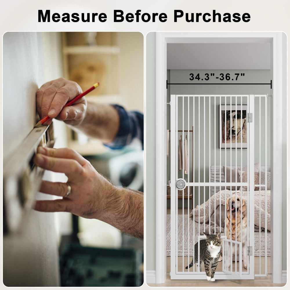 Pet Dog Cat Gate for Doorway Adjustable Pet Safety Gate with Extension 61" Tall