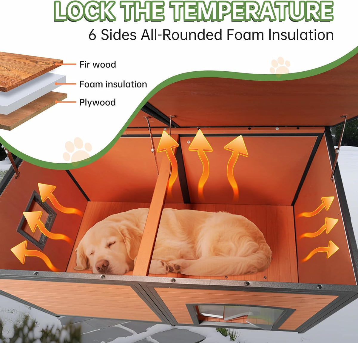 Extra Large Insulated Outdoor Dog House Weatherproof Chew-Proof Metal Frame