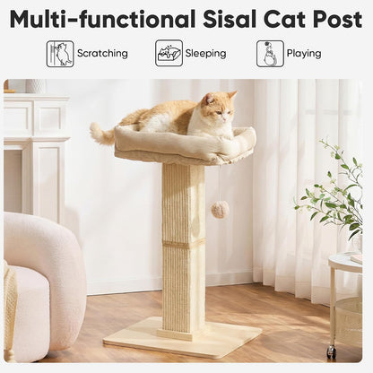 Retro-Style Cat Scratching Post with Perch for Indoor Adult Cats