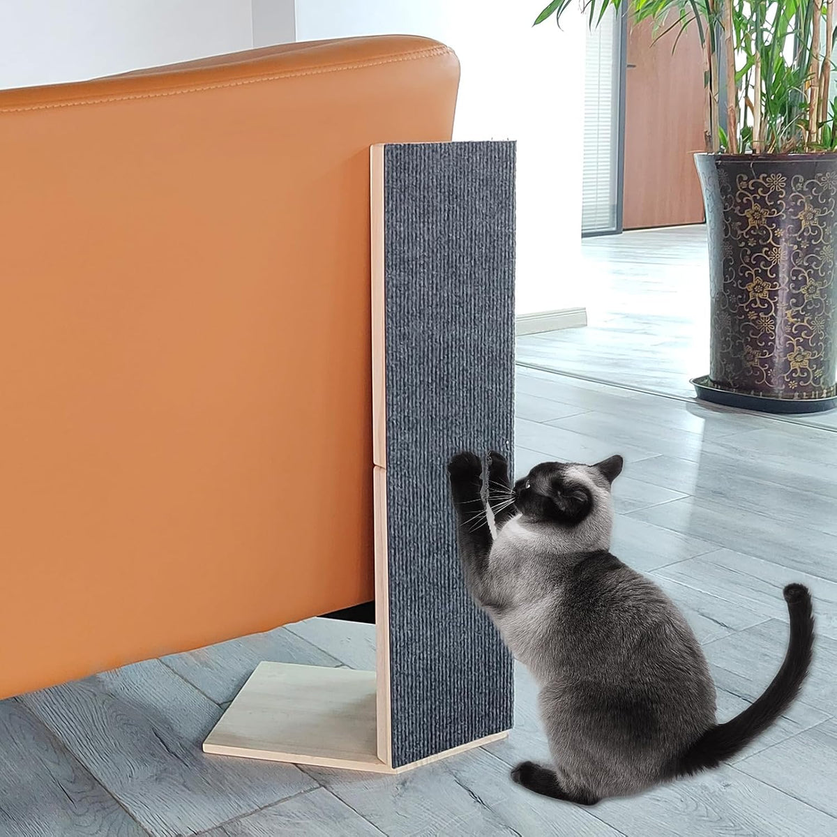 24" Tall Couch Corner Scratching Post with 3Pcs Replaceable Self-Adhesive Cat Scratching Post Carpet, Cat Scratch Pad Mat- Stylish Indoor Cat Scratcher Board Furniture Protector