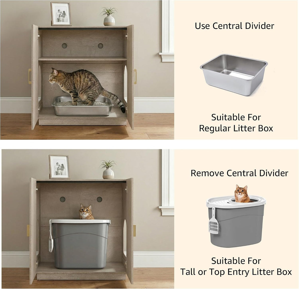 Tall Cat Litter Box Enclosure for Tall or Top Entry Litter Box