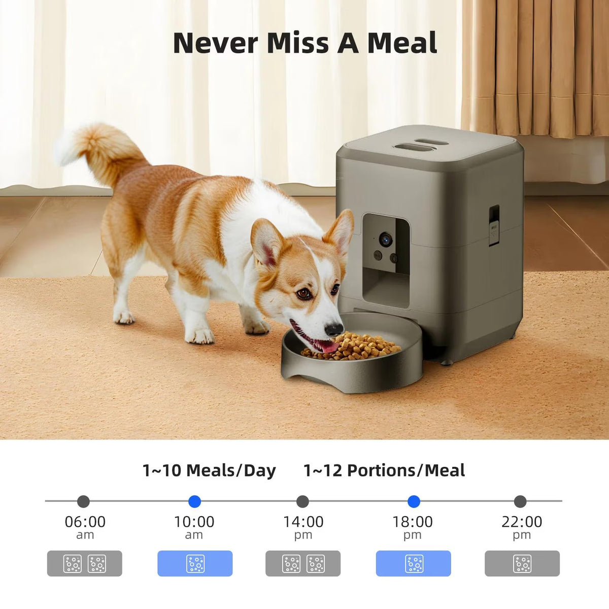 2L with Video Automatic Cat Feeder, Intelligent Timed and Quantitative Feeding, Cat, Dog and Pet Feeding Bowl Controlled by APP