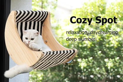 Cat Window Perch, Plywood Moon Bed with 4 Heavy-Duty Suction Cups