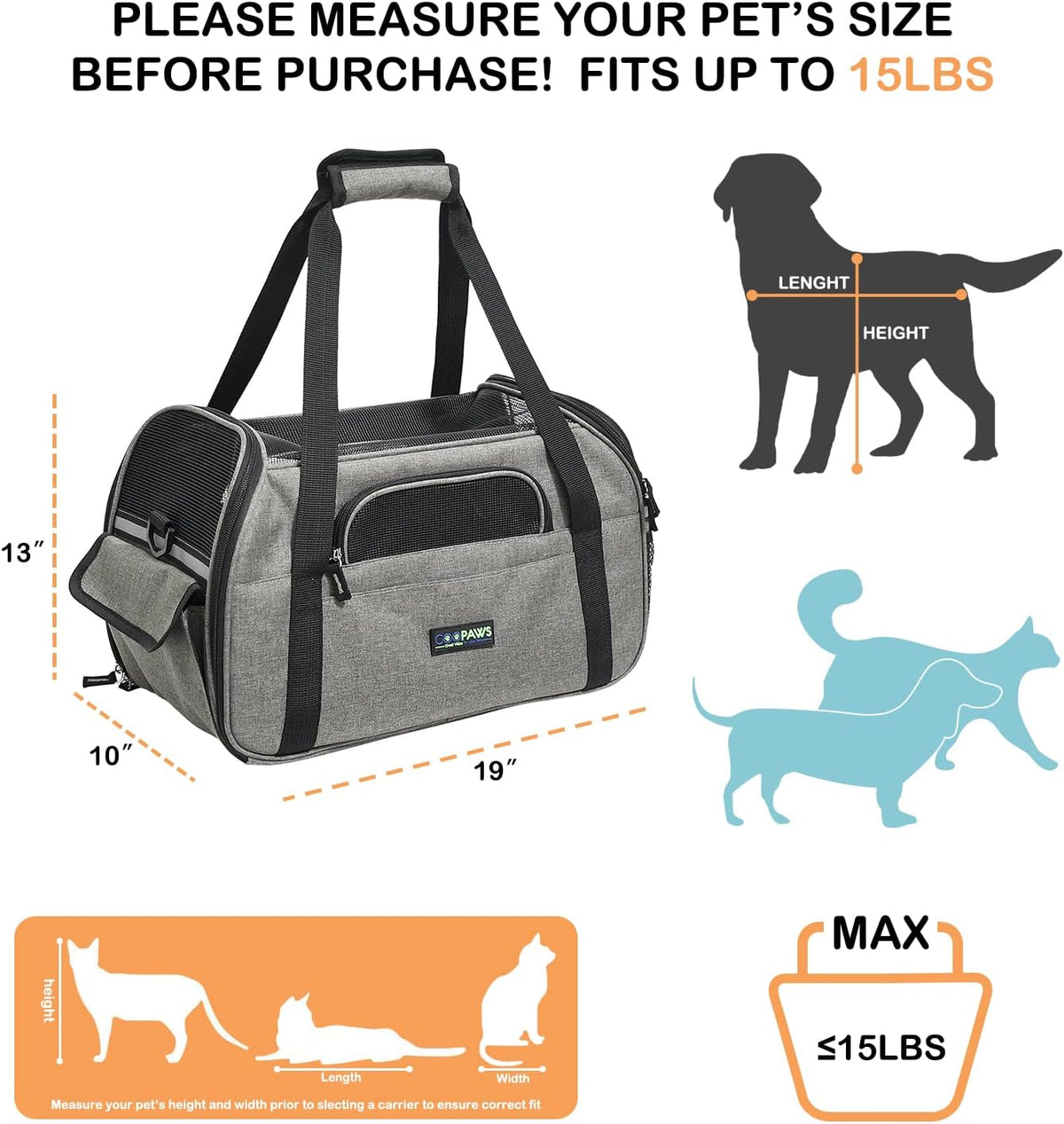 Soft-Sided Airline-Approved Dog & Cat Carrier Travel Bag