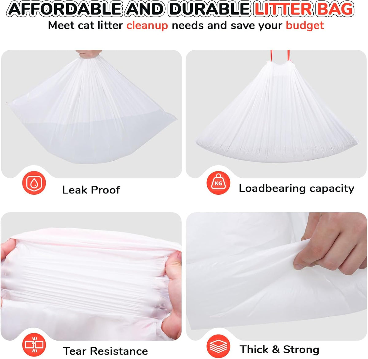 80 Count Thicken Cat Litter Box Liners Compatible with Automatic Cat Litter Box and Litter Box Robot 4 and 3,Heavy Duty Drawstring Kitten Litter Drawer Liners Disposable 25" X 16"