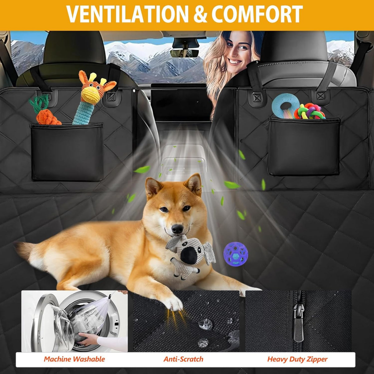 Waterproof Dog Back Seat Extender Hard Bottom Hammock Pet Bed for Car SUV Truck