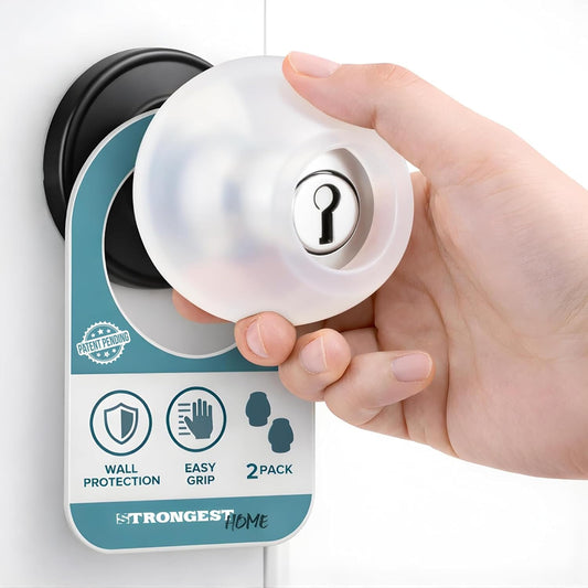 Clear Silicone Door Knob Cover & Wall Protector – Soft Rubber Handle Grip for Arthritis Support and Quiet Damage Prevention (2 Pack)