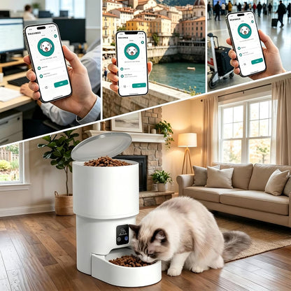 Automatic Cat Feeder,4L Timed Pet Food Dispenser with 2.4G Wifi,Detachable