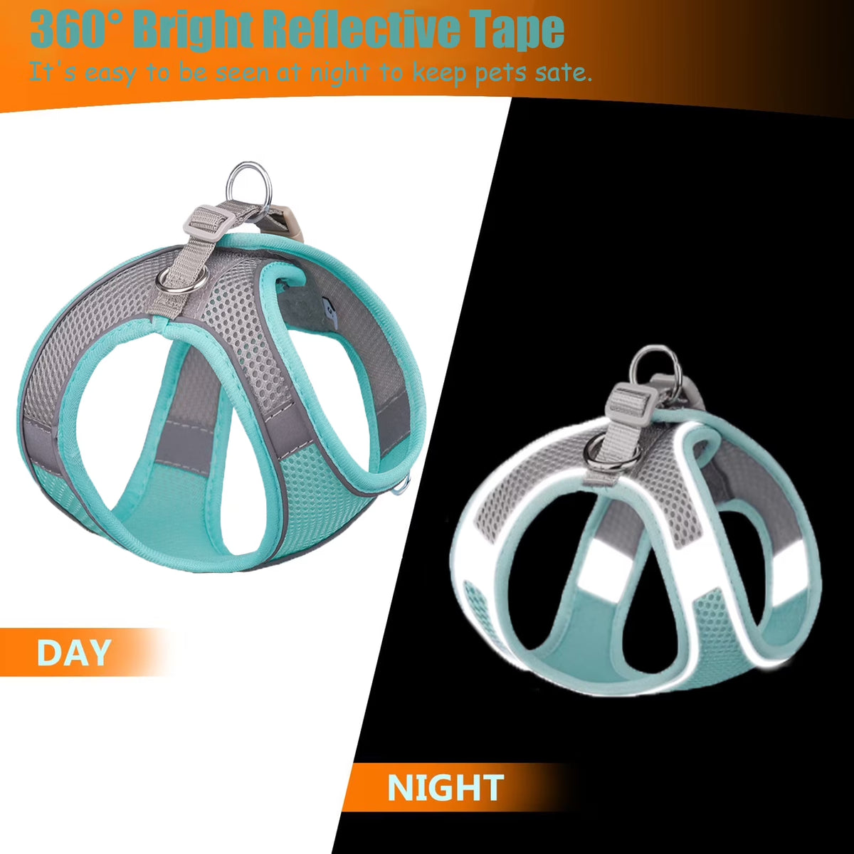Cat Harness and Leash, Escape Proof Cat Vest Dog Walking Leash and Harness Set, Adjustable Step in Pet Harness, Reflective Breathable Easy Control Vest for Small Large Kitten Dog Outdoor, Green XS