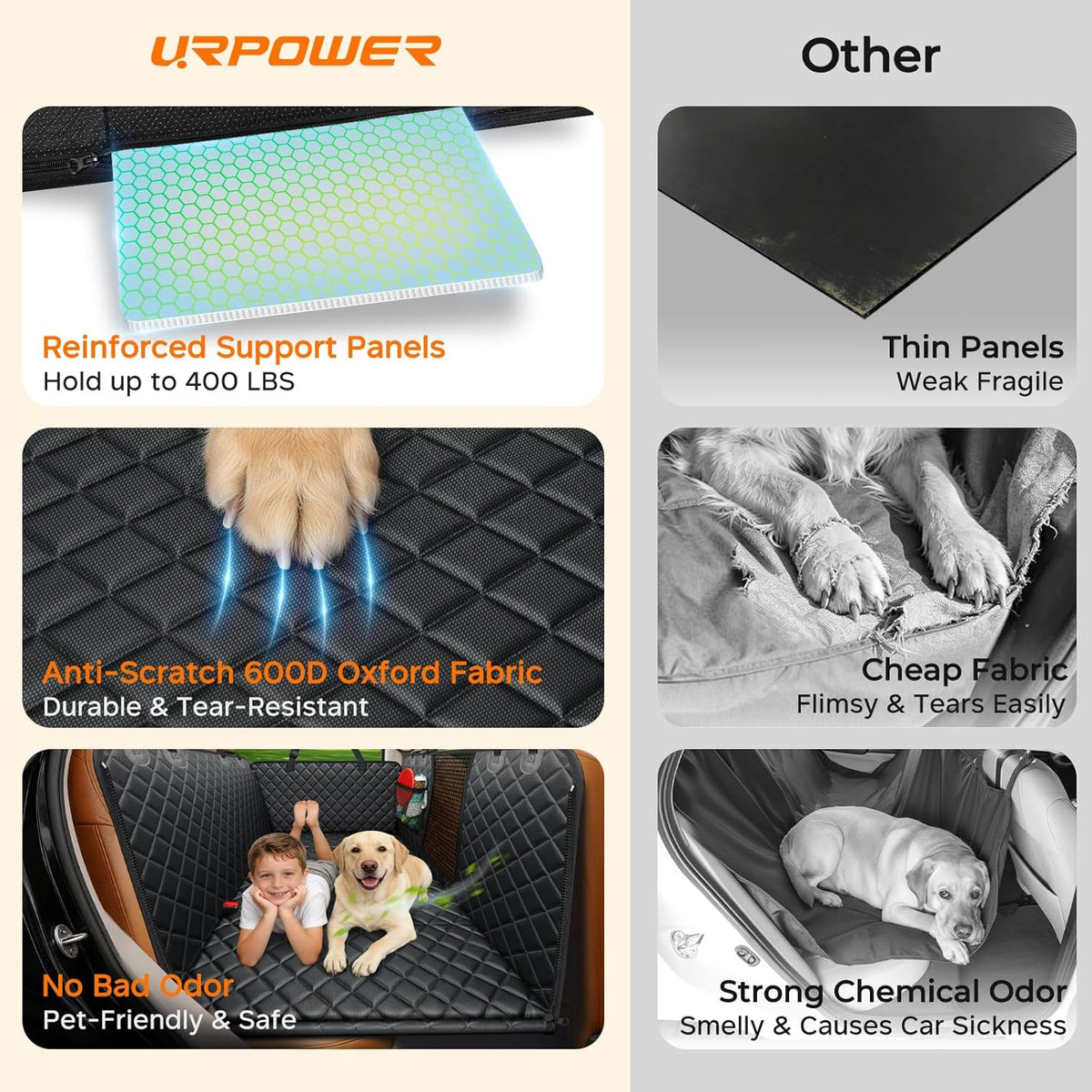 Hard Bottom Dog Car Seat Cover, Back Seat Extender for Cars & Suvs