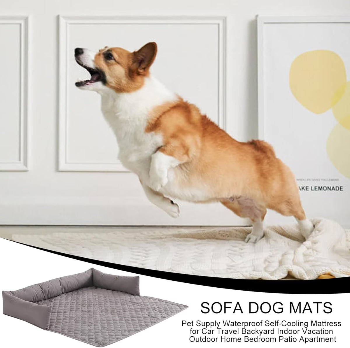 Washable Dog Couch Bed,Large Dog Bed Furniture Protector for Couch,Cooling Elevated Dog Bed Mat Pillow