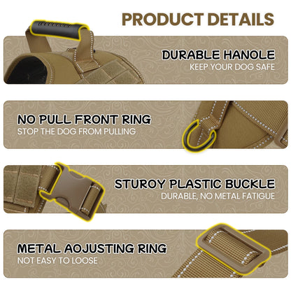 No Pull Dog Harness for Small Dogs, Reflective Dog Vest Harness with Handle, Adjustable Easy on Dog Harness for Training Running Walking, Khaki S