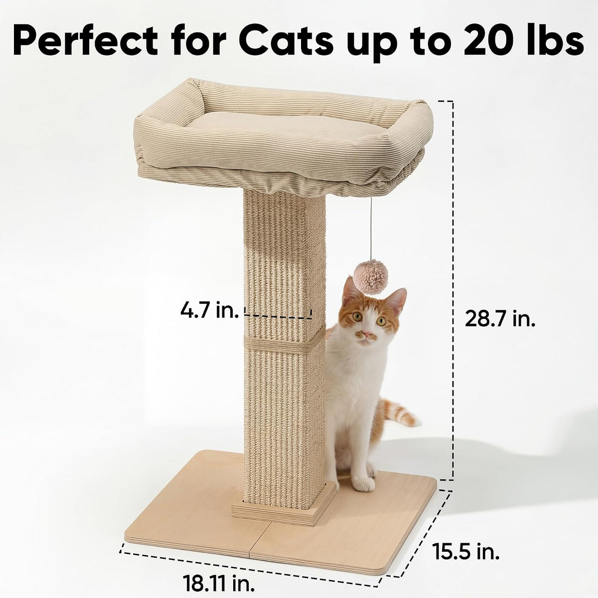 Retro-Style Cat Scratching Post with Perch for Indoor Adult Cats