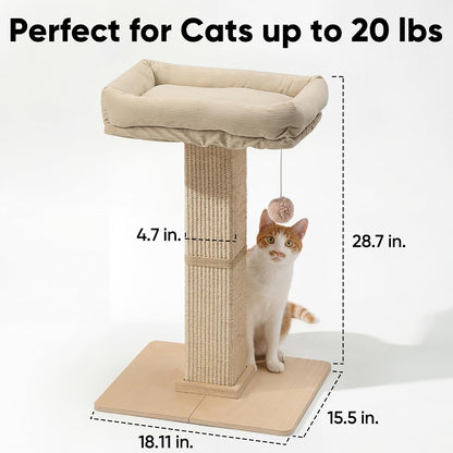 Retro-Style Cat Scratching Post with Perch for Indoor Adult Cats