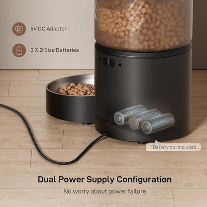 PET Automatic Cat Feeder and Water Fountain: 3L Timed Precise Cats Food Dispenser& Reliable Programming 1-6 Meals/Day- 3L Cat Water Dispenser with Filter- Auto Pet Feeder Easy to Clean