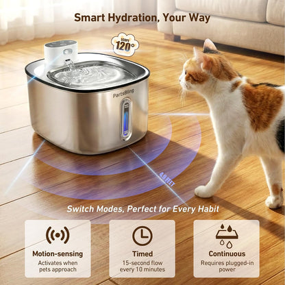 Stainless Steel Cat Water Fountain, 4.2L/142 Oz