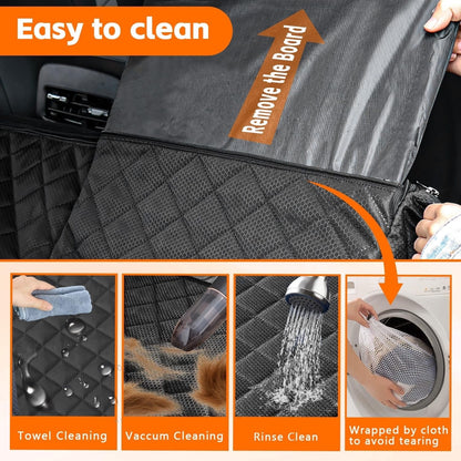 Back Seat Extender for Dogs, 68" X 52" Hard Bottom Waterproof Cover, Black