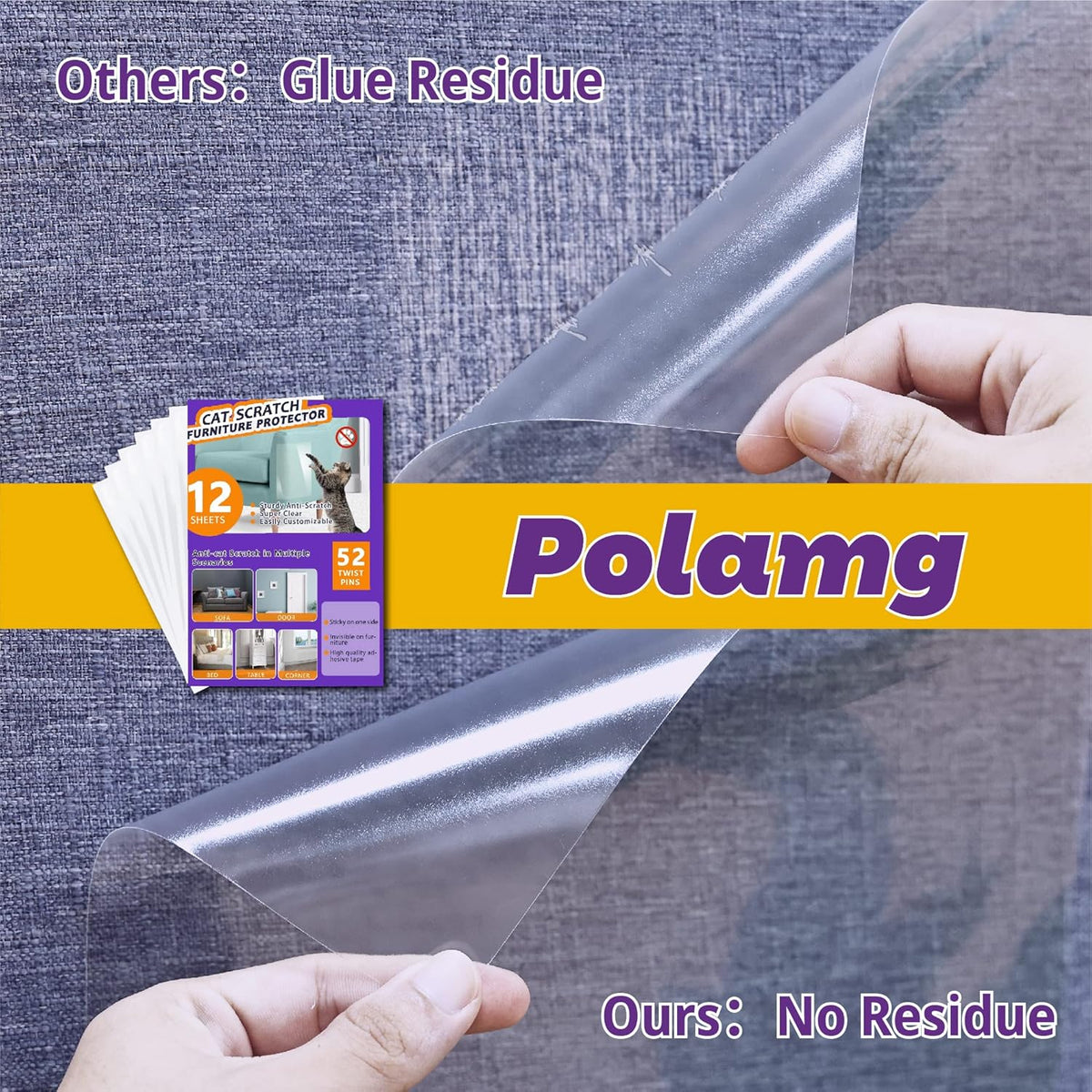 Cat Scratch Furniture Protector, 12-Pack Clear Sofa Guards