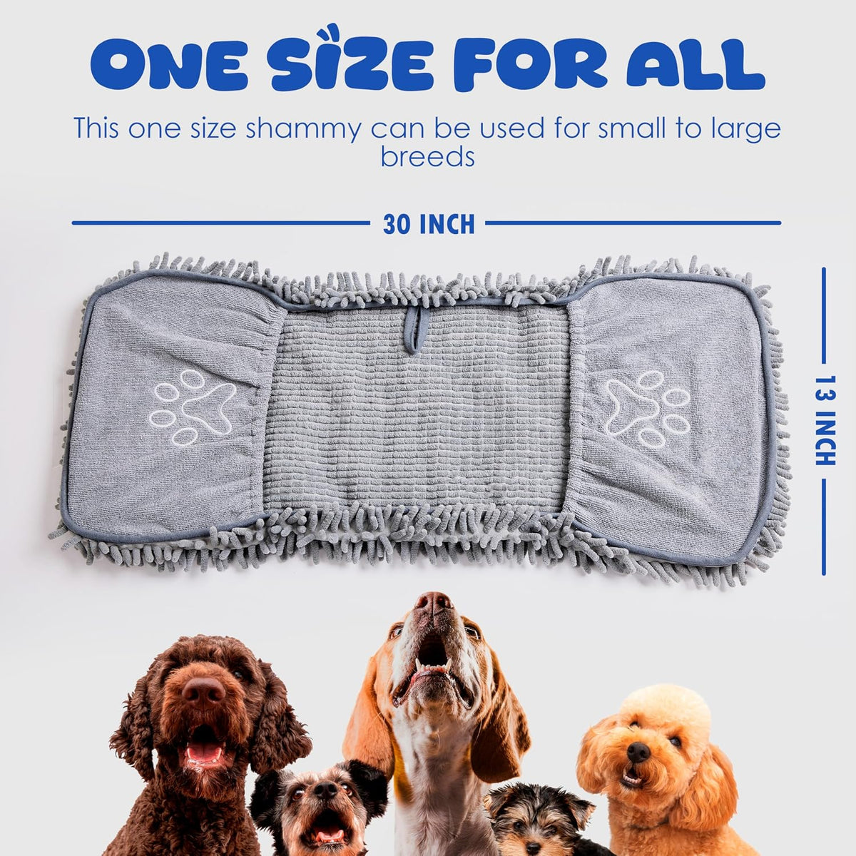 Dog Towel for Drying Dogs Large, Super Absorbent Microfiber Dog Bath Towel with Hand Pockets, Quick Dry Pet Towel for Small & Large Dogs (Grey)