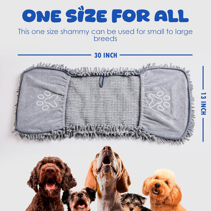 Dog Towel for Drying Dogs Large, Super Absorbent Microfiber Dog Bath Towel with Hand Pockets, Quick Dry Pet Towel for Small & Large Dogs (Grey)