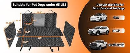 Back Seat Extender for Dogs, 68" X 52" Hard Bottom Waterproof Cover, Black